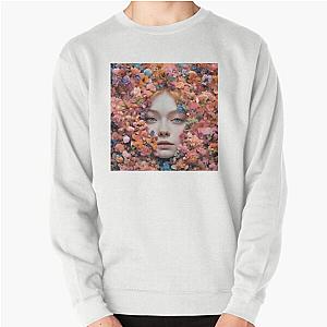 Elle Fanning face between flowers Pullover Sweatshirt