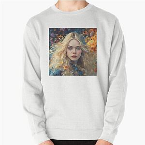 colorful photo of Elle Fanning in a sweatshirt
