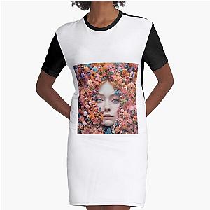 Elle Fanning face between flowers Graphic T Shirt Dress