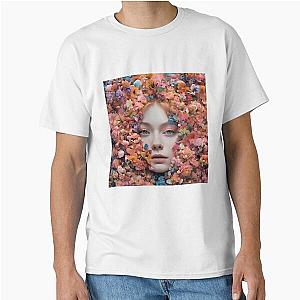 Elle Fanning face between flowers Classic T-Shirt