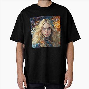 Colorful picture of Elle Fanning with an Oversized shirt