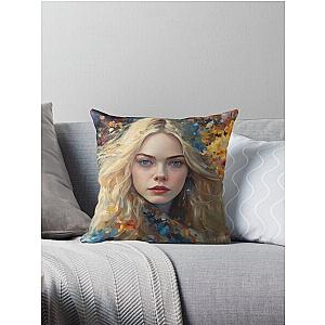 Colorful picture with Elle Fanning throw pillow