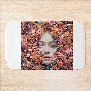 Elle Fanning face between Flowers Bath Mat