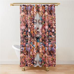 Elle Fanning face between flowers Shower Curtain