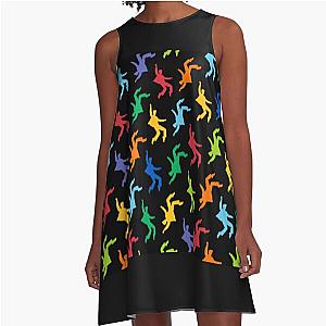 Elvis Presley Elvises Colorful Pattern Black A-Line Dress