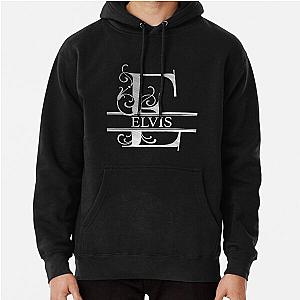 Elvis Name  Silver Metallic Style  Monogram Letter E The Elvis Name Gift For Elvis Pullover Hoodie RB0712