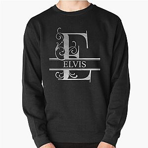 Elvis Name  Silver Metallic Style  Monogram Letter E The Elvis Name Gift For Elvis Pullover Sweatshirt RB0712