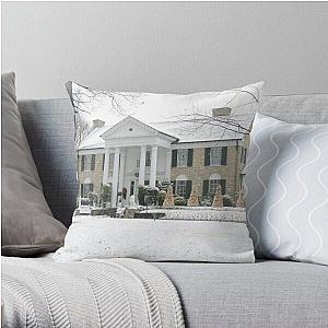 Elvis Presley Graceland in the Snow Throw Pillow RB0712