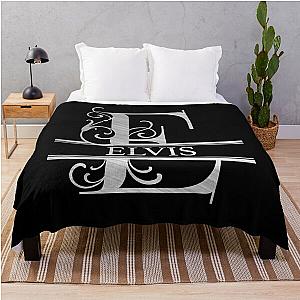 Elvis Name  Silver Metallic Style  Monogram Letter E The Elvis Name Gift For Elvis Throw Blanket RB0712