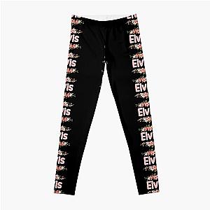 Flower Elvis Name Label (Black) Leggings RB0712