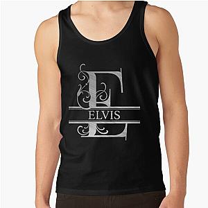 Elvis Name  Silver Metallic Style  Monogram Letter E The Elvis Name Gift For Elvis Tank Top RB0712