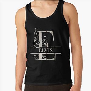 Elvis Name  Wood Style  Monogram Letter E The Elvis Name Gift For Elvis Tank Top RB0712