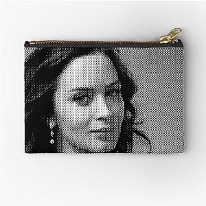 Emily Blunt Black & White Portrait Made Of Dots Zipper Pouch