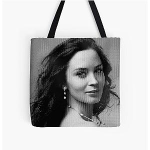 Emily Blunt Black & White Portrait Made Of Dots All Over Print Tote Bag