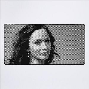 Emily Blunt Black & White Portrait Made Of Dots Desk Mat