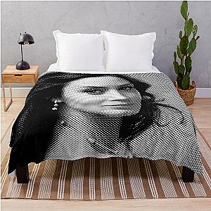 Emily Blunt Black & White Portrait Made Of Dots Throw Blanket