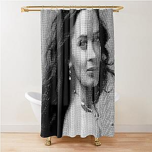 Emily Blunt Black & White Portrait Made Of Dots Shower Curtain