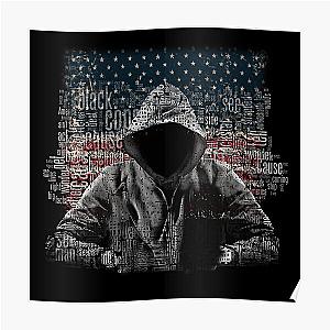 Eminem Posters - Untouchable, T-Shirt, Eminem Revival Album, Word Cloud with Grunge American Flag Poster RB0704