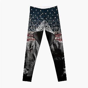 Eminem Leggings - Untouchable, T-Shirt, Eminem Revival Album, Word Cloud with Grunge American Flag Leggings RB0704