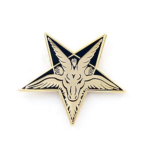 Baphomet Head Pin - Sabbatic Goat Pentagram Occult Enamel Pin RS2109