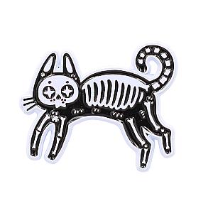 Animals Enamel Pin - Skeleton Cat Enamel Pin - Black Cat Pin RS2109