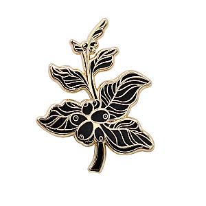 Plant Enamel Pin - Coffee Berry - Coffee Branch Lapel Pin Enamel Pin (B&amp;G) RS2109