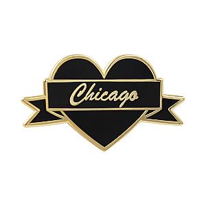 Love Enamel Pin - I Heart Chicago – Black &amp; Gold City Pin RS2109