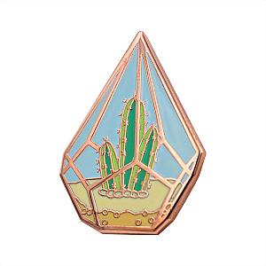 Plant Enamel Pin - Cactus Pin - Cute Cactus in Geometric Terrarium Enamel Pin RS2109