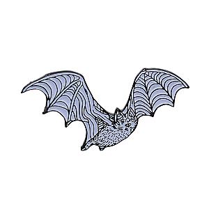 Animals Enamel Pin - Bat Enamel Pin - Glow-in-The-Dark White Bat Lapel Pin RS2109