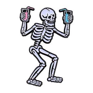 Party Skeleton - Spooky For You, Glow-in-the-Dark, Party 'Till You Die Pin RS2109