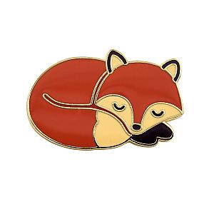 Animals Enamel Pin - Sleeping Fox - Cute Sleepy Fox Enamel Pin RS2109