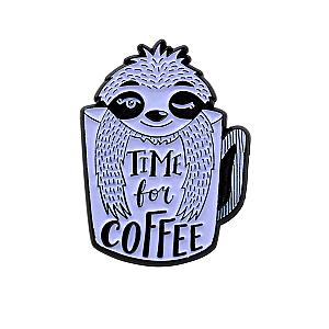 Coffee Sloth - Time For Coffee Enamel Lapel Pin RS2109