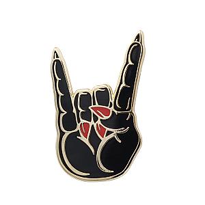 Hail Satan Horns Pin - Rock / Heavy Metal Hand Symbol Enamel Pin RS2109