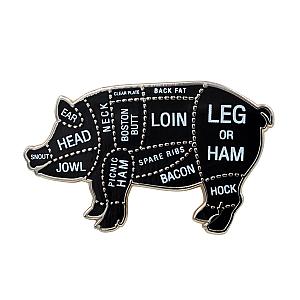 Animals Enamel Pin - Pig Butcher Cuts Enamel Pin - Pork Diagram Lapel Pin for Hats, Jackets, Aprons RS2109