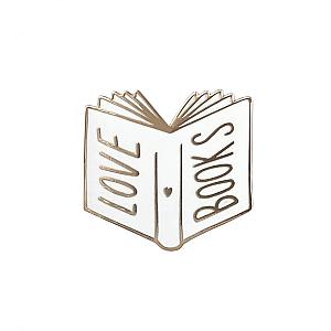 Quote Enamel Pin - Love Books White Enamel Pin OE2109