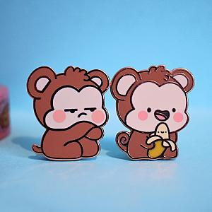 Animals Enamel Pin - Cute Monkey Duo Enamel Pins TT2109