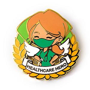 Cartoon Enamel Pin - Healthcare Hero Bella Green CP2109