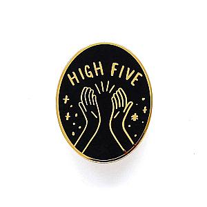 Quote Enamel Pin - High Five Oval Enamel Pin OE2109