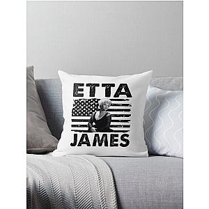 Retro American Flag Etta James Music Gift Throw Pillow