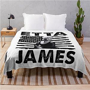 Retro American Flag Etta James Music Gift Throw Blanket