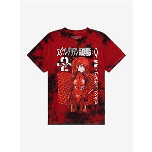 Evangelion Anime T-Shirts - Neon Genesis Evangelion Asuka Anime Red Wash T-Shirt