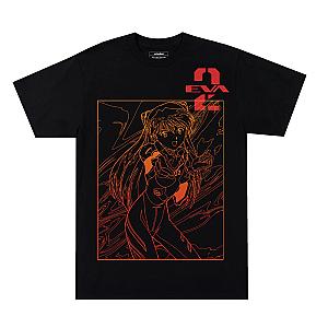 Evangelion Anime T-Shirts -  ASUKA Fire Red Outline Black T-Shirt