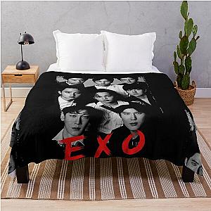 EXO Kpop Group Members black and white Korean Kpop RGB Color Design Throw Blanket