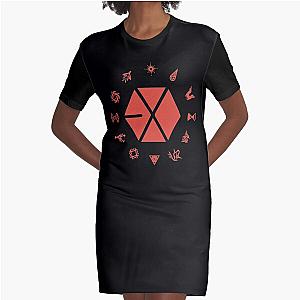 EXO Logo Kpop Group Members Graphic T-Shirt Dress