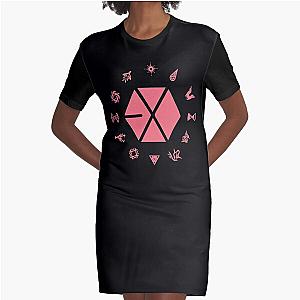 EXO Logo Kpop Group Members Graphic T-Shirt Dress