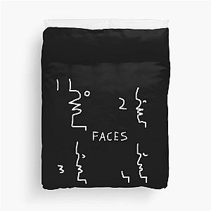 Faces Drawing Doodle - One Two Three Four Faces - White Duvet Cover