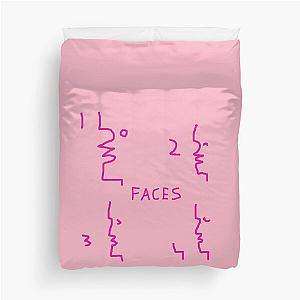 Faces Drawing Doodle - One Two Three Four Faces - Hot Pink Duvet Cover