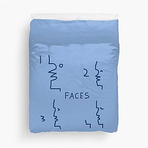 Faces Drawing Doodle - One Two Three Four Faces - Blue Duvet Cover