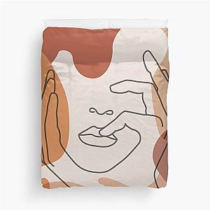 COLOR BLOCK LINE FACES Duvet Cover