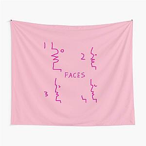 Faces Drawing Doodle - One Two Three Four Faces - Hot Pink Tapestry